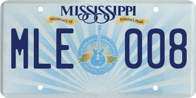 MS license plate MLE008