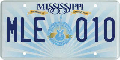 MS license plate MLE010