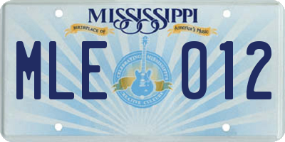 MS license plate MLE012