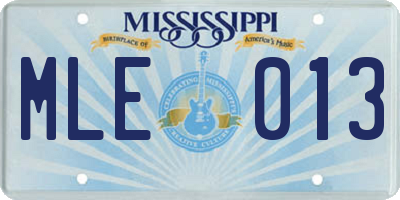 MS license plate MLE013