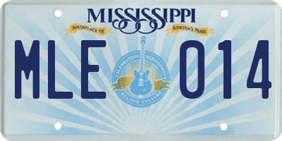 MS license plate MLE014