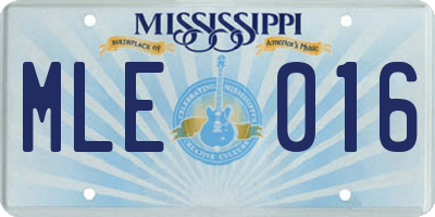 MS license plate MLE016