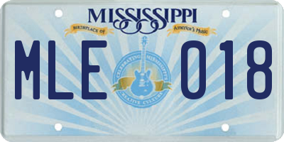 MS license plate MLE018