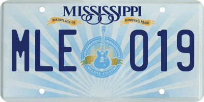 MS license plate MLE019