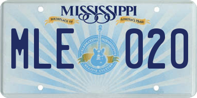 MS license plate MLE020