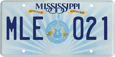 MS license plate MLE021