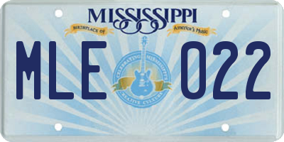 MS license plate MLE022