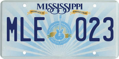 MS license plate MLE023