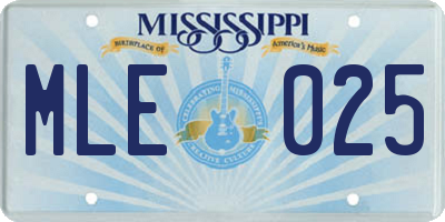MS license plate MLE025