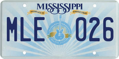MS license plate MLE026