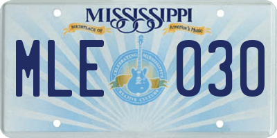 MS license plate MLE030