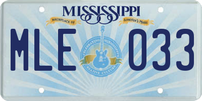 MS license plate MLE033