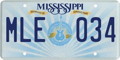 MS license plate MLE034
