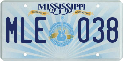 MS license plate MLE038