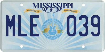 MS license plate MLE039