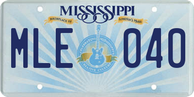 MS license plate MLE040