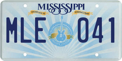 MS license plate MLE041