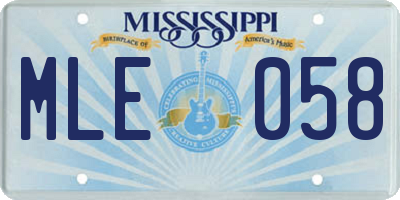 MS license plate MLE058