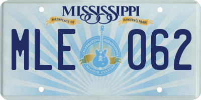 MS license plate MLE062