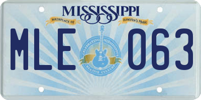 MS license plate MLE063