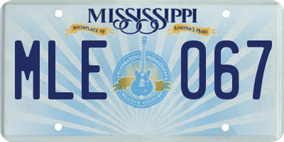 MS license plate MLE067