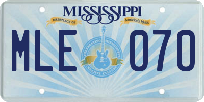 MS license plate MLE070