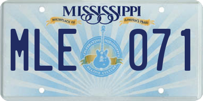 MS license plate MLE071