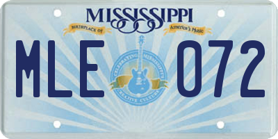 MS license plate MLE072
