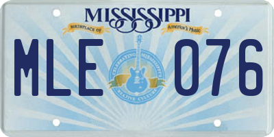 MS license plate MLE076
