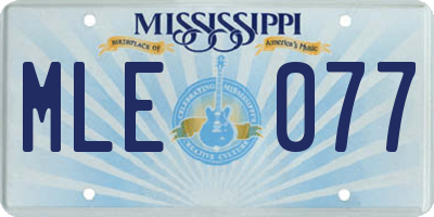 MS license plate MLE077