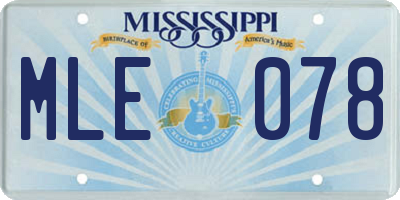 MS license plate MLE078