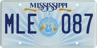 MS license plate MLE087