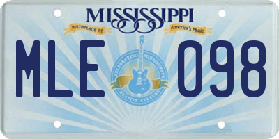 MS license plate MLE098