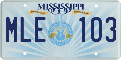 MS license plate MLE103