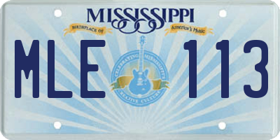 MS license plate MLE113