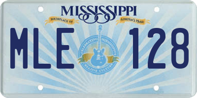 MS license plate MLE128