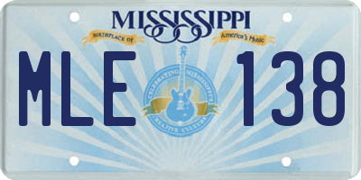 MS license plate MLE138