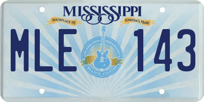 MS license plate MLE143