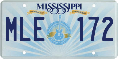 MS license plate MLE172