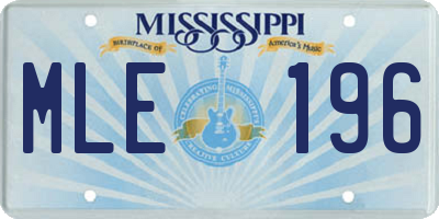 MS license plate MLE196