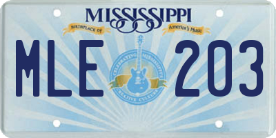 MS license plate MLE203