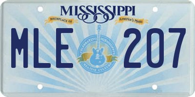 MS license plate MLE207