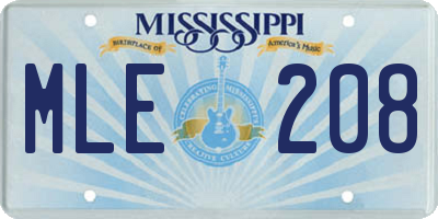 MS license plate MLE208