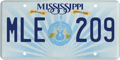 MS license plate MLE209