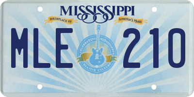 MS license plate MLE210