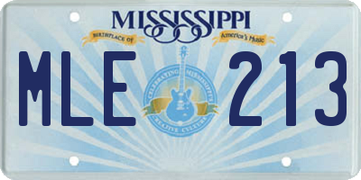 MS license plate MLE213