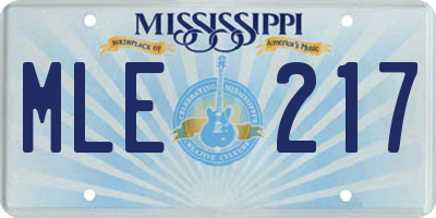 MS license plate MLE217