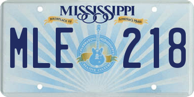 MS license plate MLE218