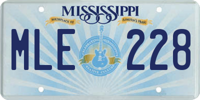 MS license plate MLE228