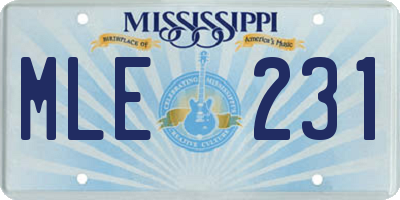MS license plate MLE231